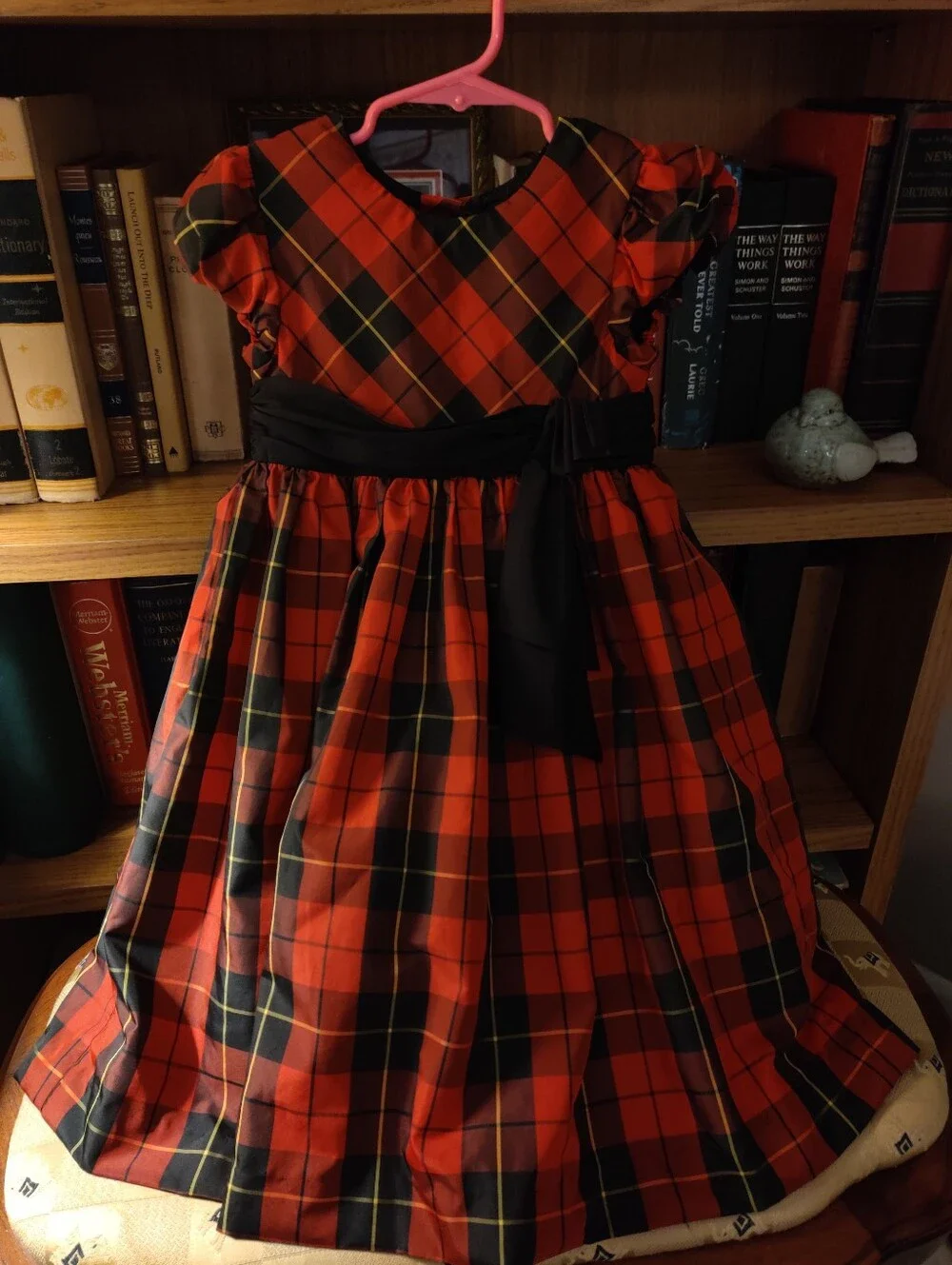 Ralph Lauren Girls Red Black Plaid Fit Flare Dress Christmas Holiday Kids Size 5